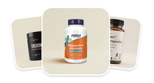 Three premium wellness supplement containers